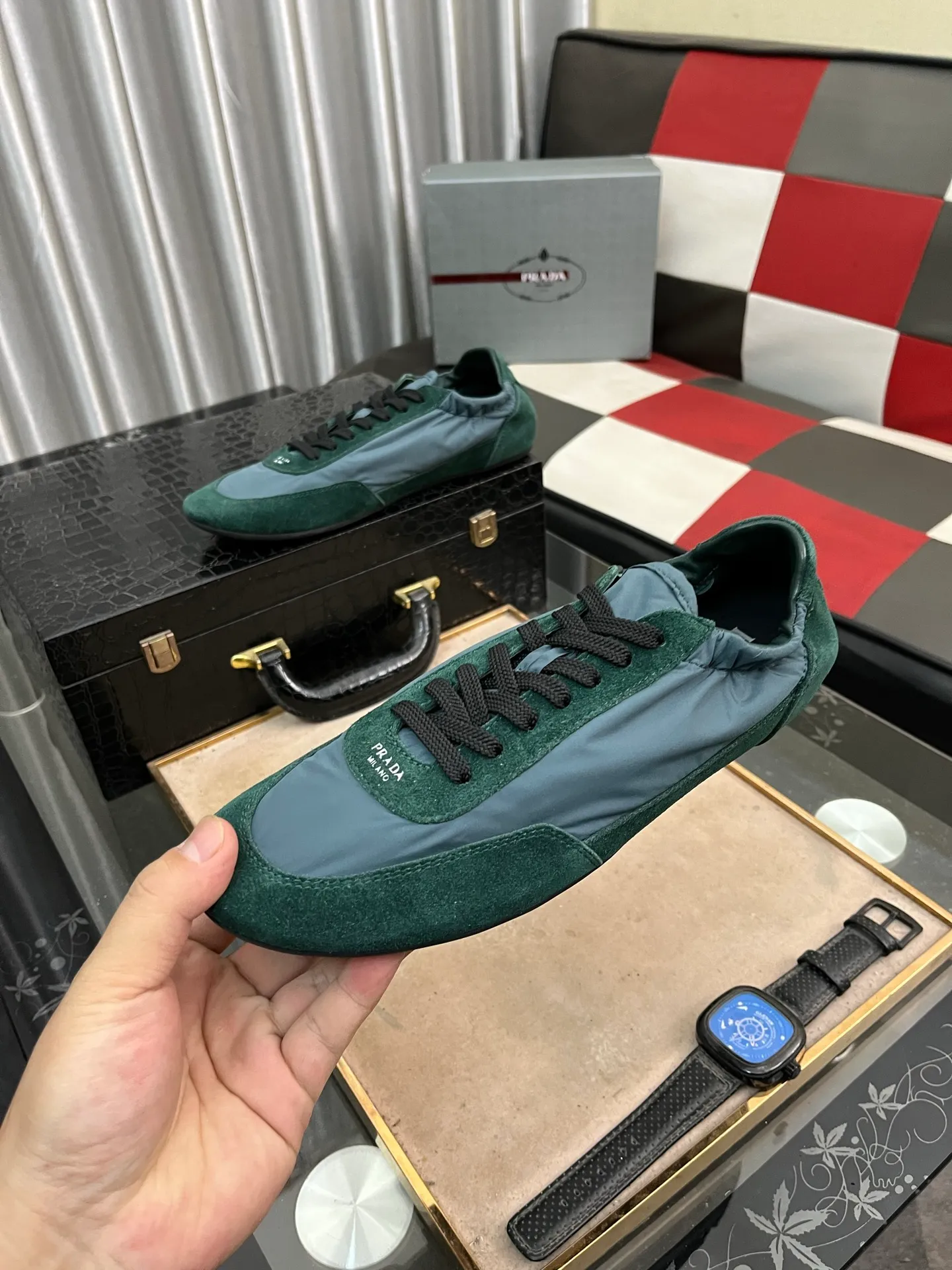 Men's shoes 💰500⌚️⌚️【PRADA】Prada - high-end quality original order 🔍🔍🔍 casual sports shoes - Upper: 🔝Nappa calfskin, brand high mercerized canvas, shoe body brand metal fasteners, tongue silk screen brand logo - Lining: water-dyed cowhide - Outsole: ultra-light TPU foam; molded outsole -Ultra-high quality control and fine workmanship: outstanding (high-end, extravagance, class) -Size: 38-446️⃣colors available